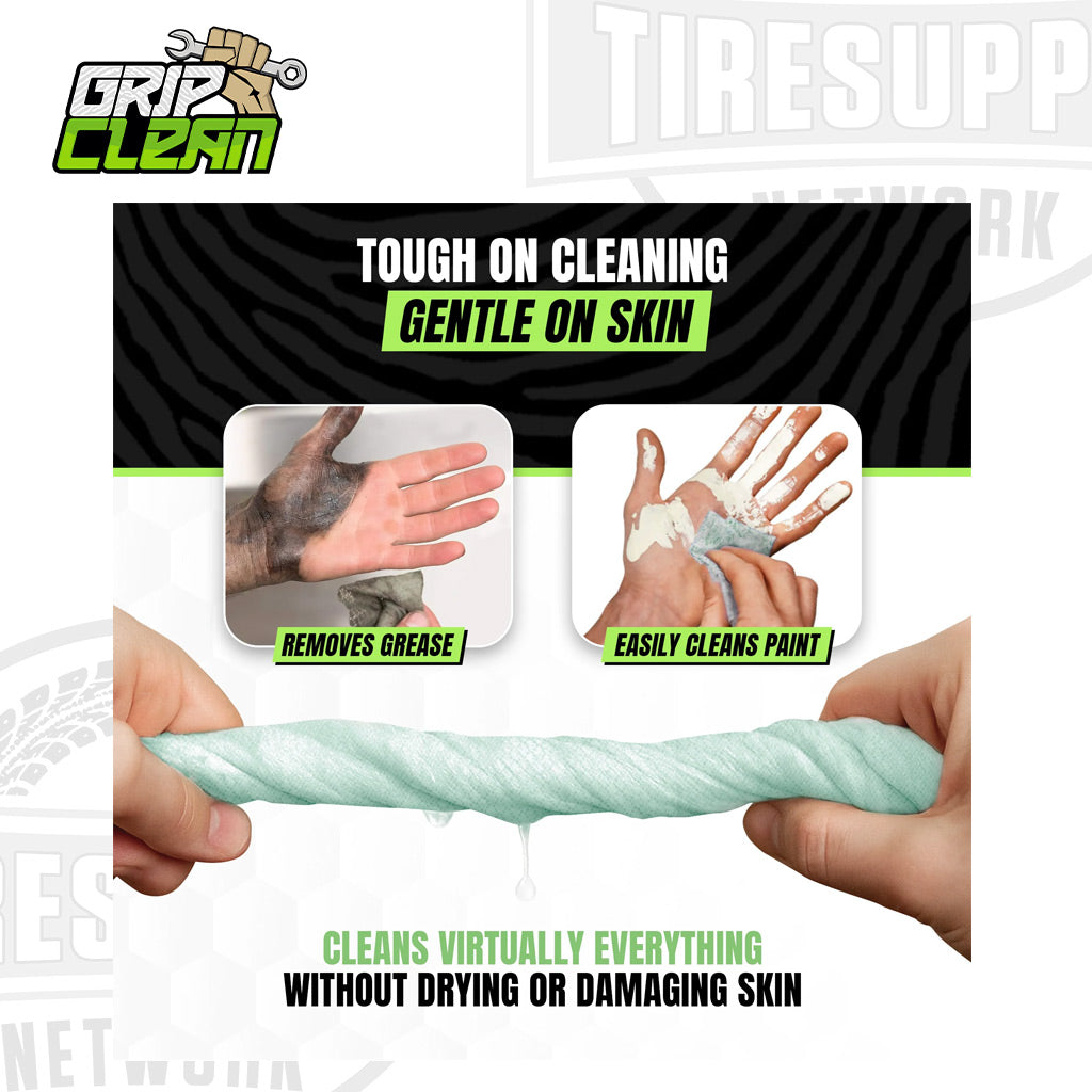 Grip Clean | Heavy Duty Cleaning Wipes – Waterless Mechanic Hand Wipes & Degreaser Wipes
