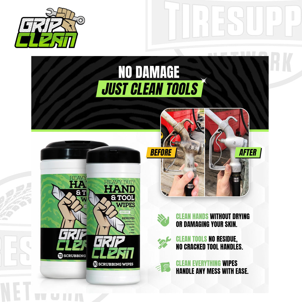 Grip Clean | Heavy Duty Cleaning Wipes – Waterless Mechanic Hand Wipes & Degreaser Wipes
