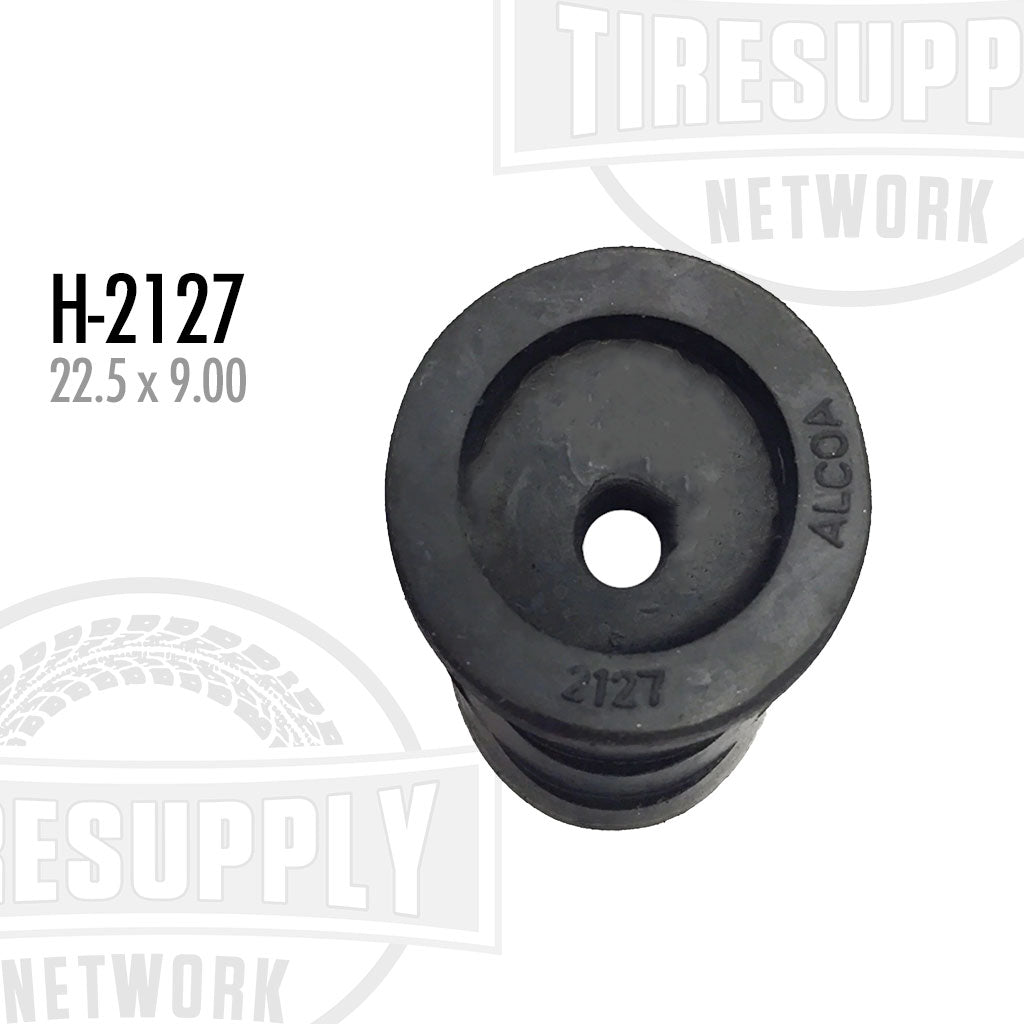 A black Alcoa stabilizer for a 22.5 x 9.00 wheel, with the model number H-2127 visible.