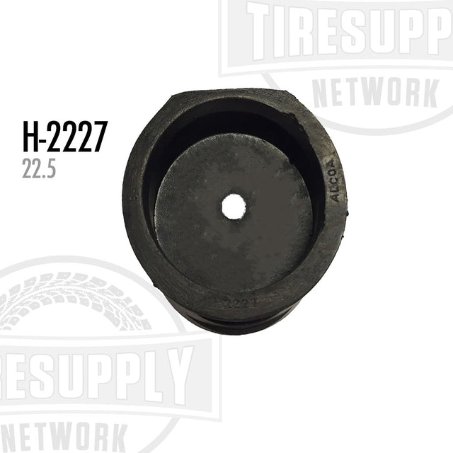 Alcoa stabilizer for 22.5 inch wheel, black in color, with a center hole and three valve stems.