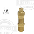 A brass tank valve with a knurled grip, labeled H-47, on a white background.