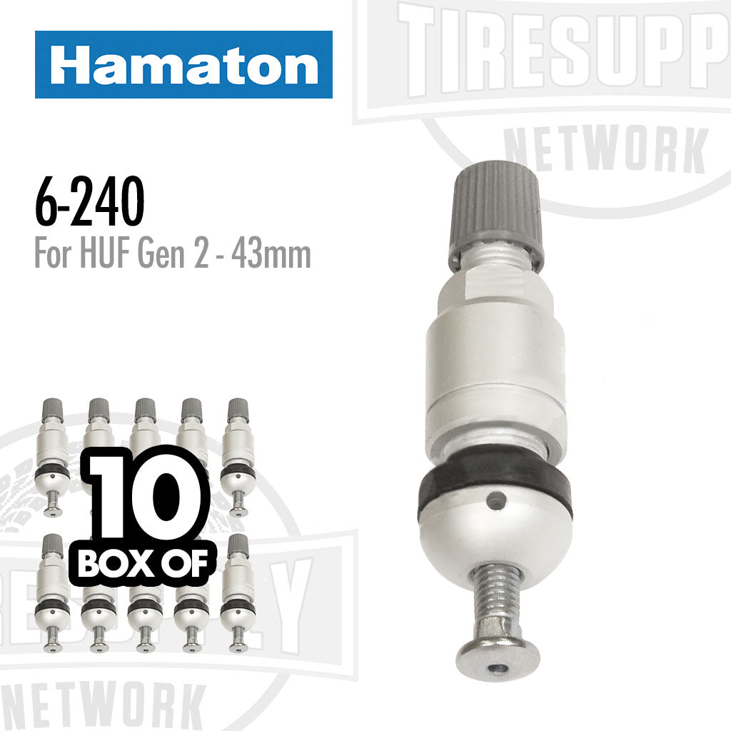 Hamaton 6-240 | 10-Pack TPMS Replacement Clamp-In Gen 2 Valves for HUF, 43mm
