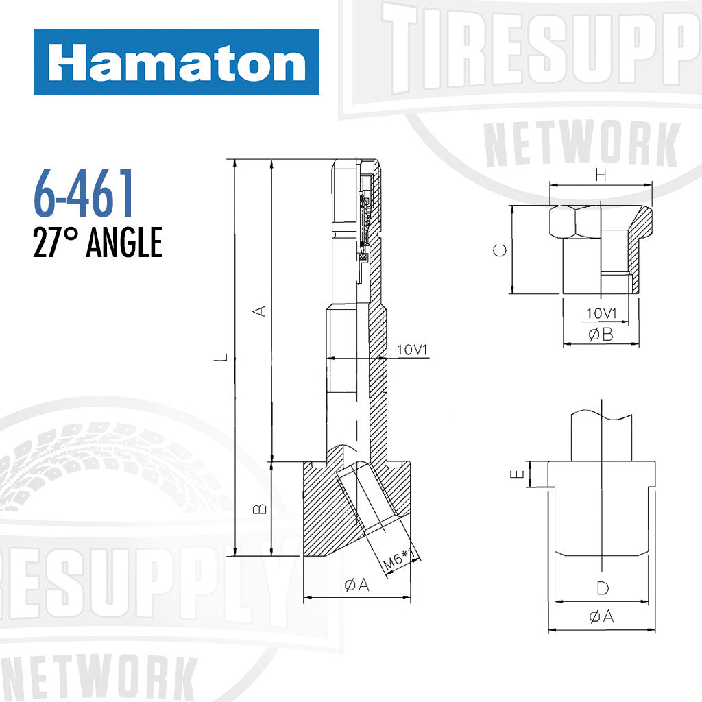 Hamaton | 27° Angle Replacement Truck TPMS Valve (6-461)