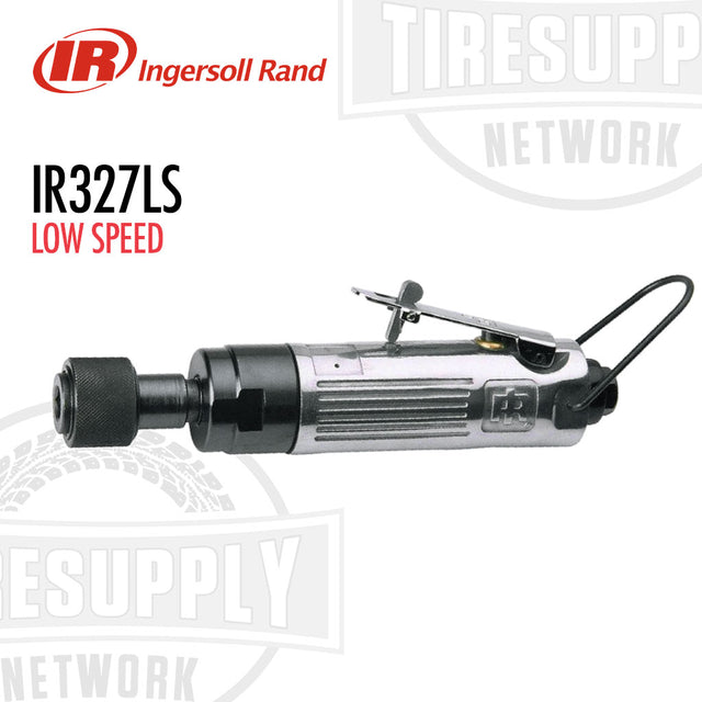 Ingersoll Rand low speed buffer tool, model IR327LS, designed for tire repair, showing the tool from the side with a focus on the buffer wheel and the lever-style throttle.