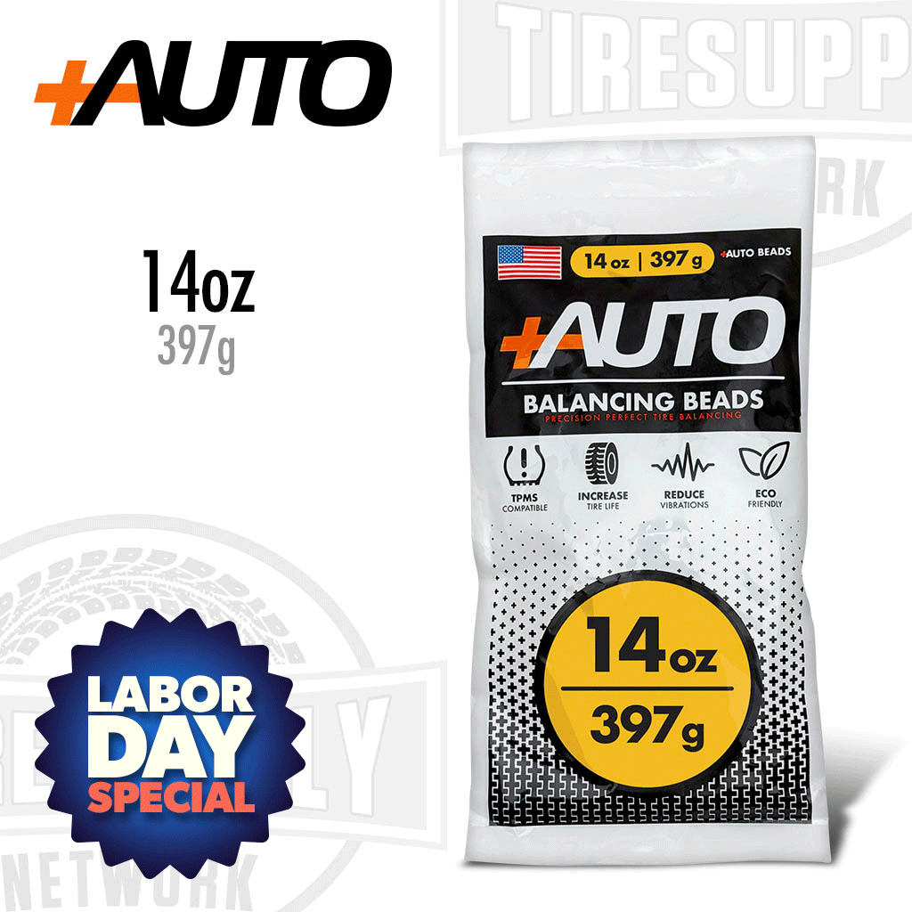 +AUTO PA-BB14 | 14 oz Tire Balancing Beads, Drop-In Bag with Valve Cap & Valve Core