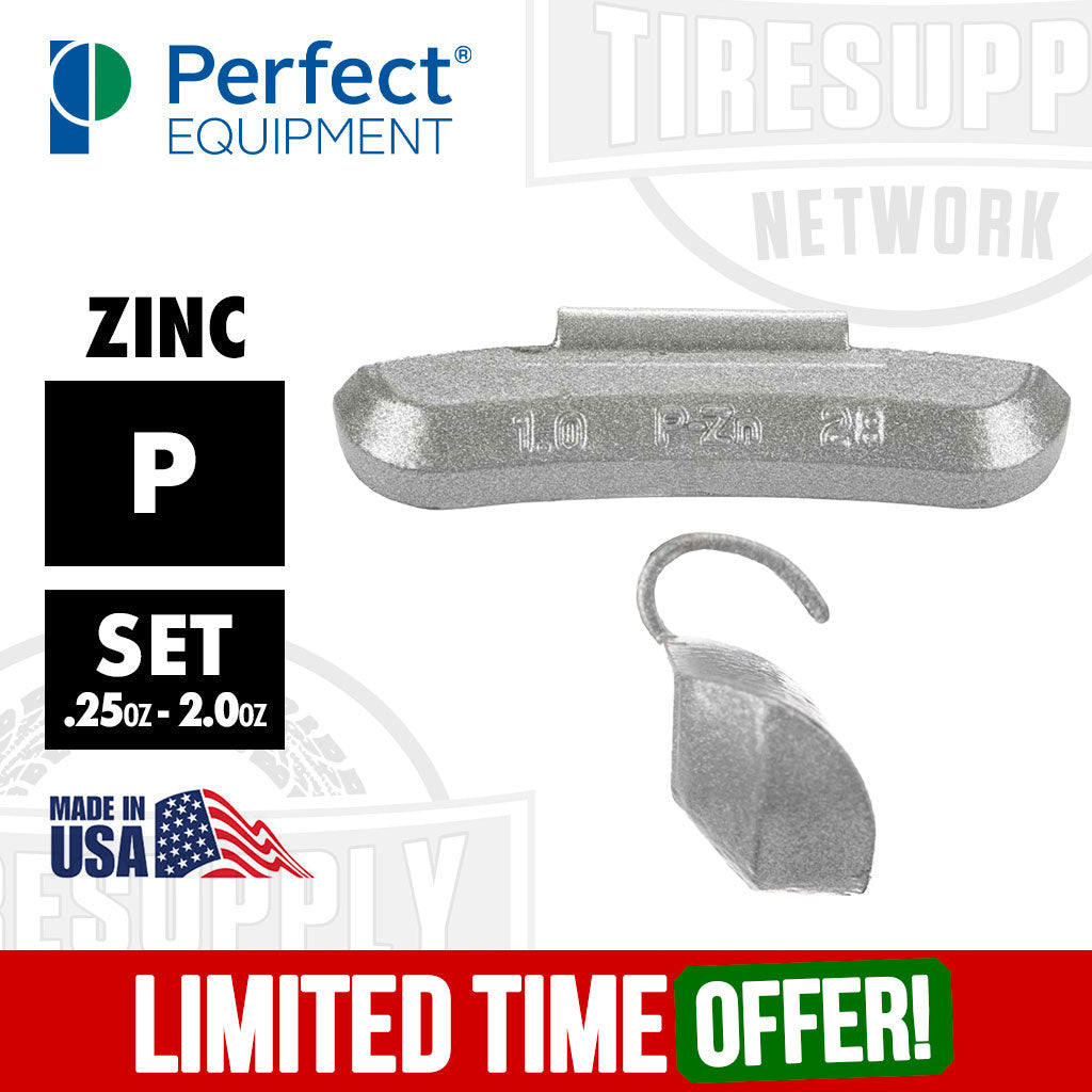 Perfect Equipment | P-Style Uncoated Zinc Clip-On Wheel Weights - Set .25oz-2.0oz (REGZ-S SET*)