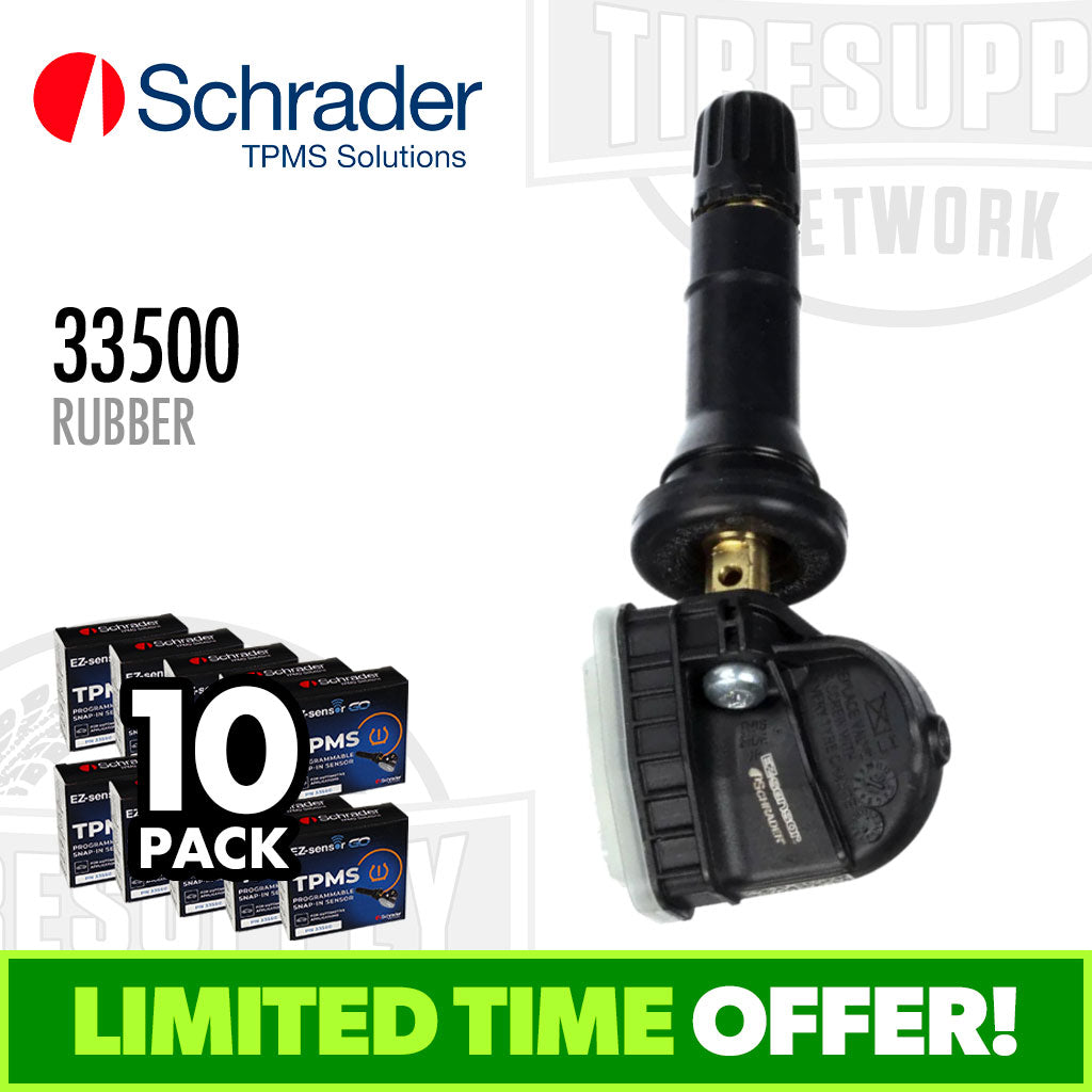 Schrader 33500 | 10-Pack EZ-sensor 1-SKU Programmable Universal TPMS Sensor - Rubber Snap-In Valve Stem