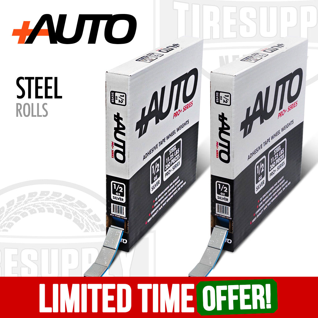 +AUTO | Steel Adhesive Tape Wheel Weight - 11.25lb Rolls - 1/4 oz & 1/2 oz - Choose Combo (PPROLL-PROMO)