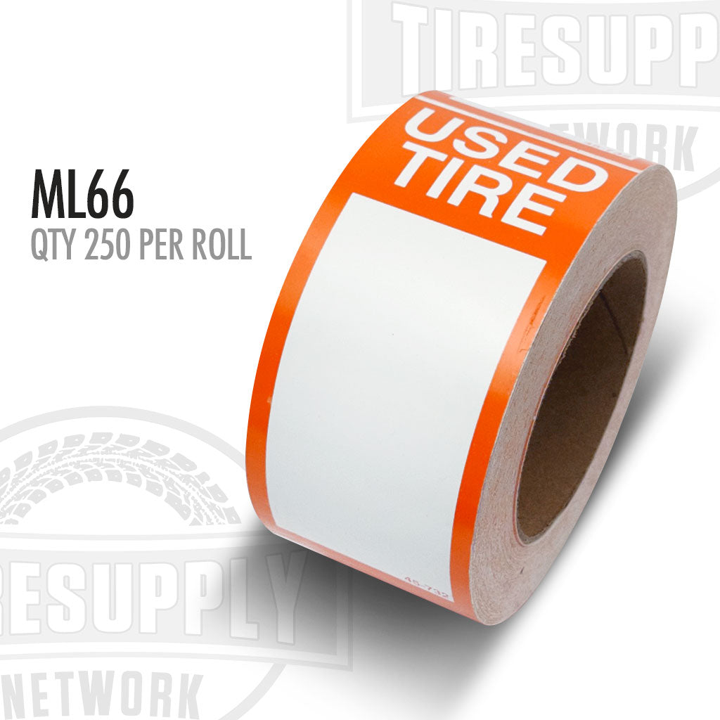 Used Tire Sticker Labels - 250 Per Roll (ML66)
