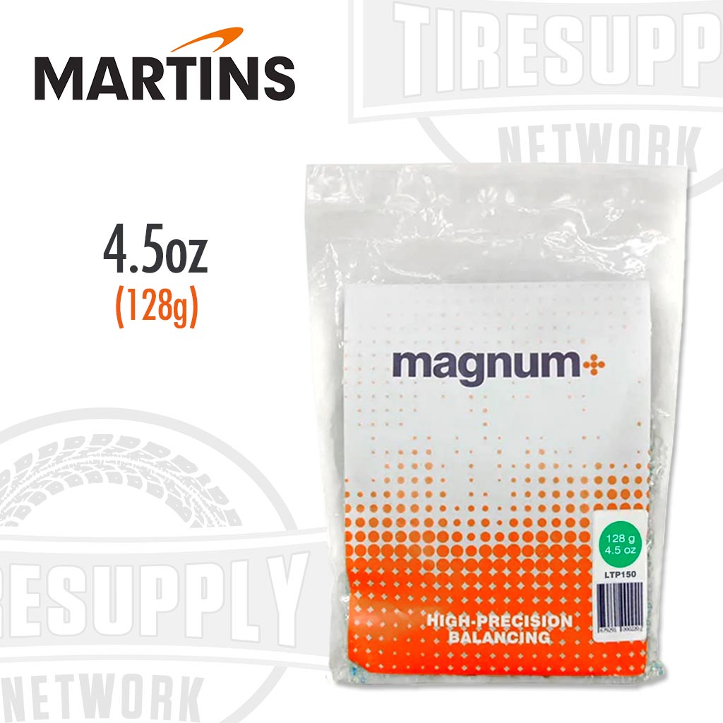 A package of Martins Industries Magnum+ tire balancing beads. The package contains a single bag of 4. LTP150