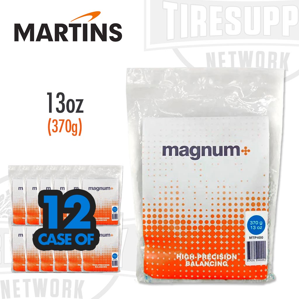 Magnum high-precision balancing product packaging with Martins and TIRESUPP Network branding. MTP400