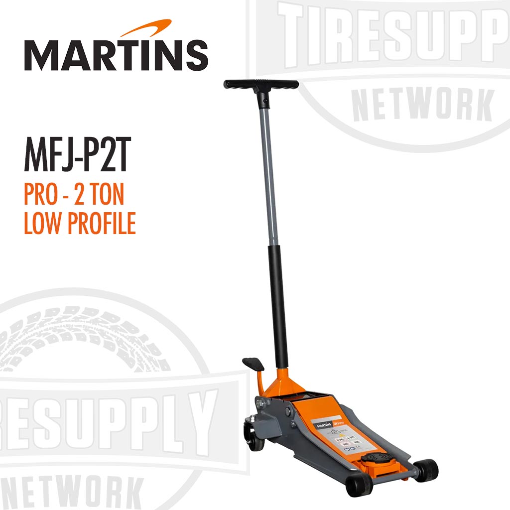 A professional low-profile 2-ton floor jack in gray and orange color, with nylon wheels and a saddle, as seen in the image provided by the supplier.