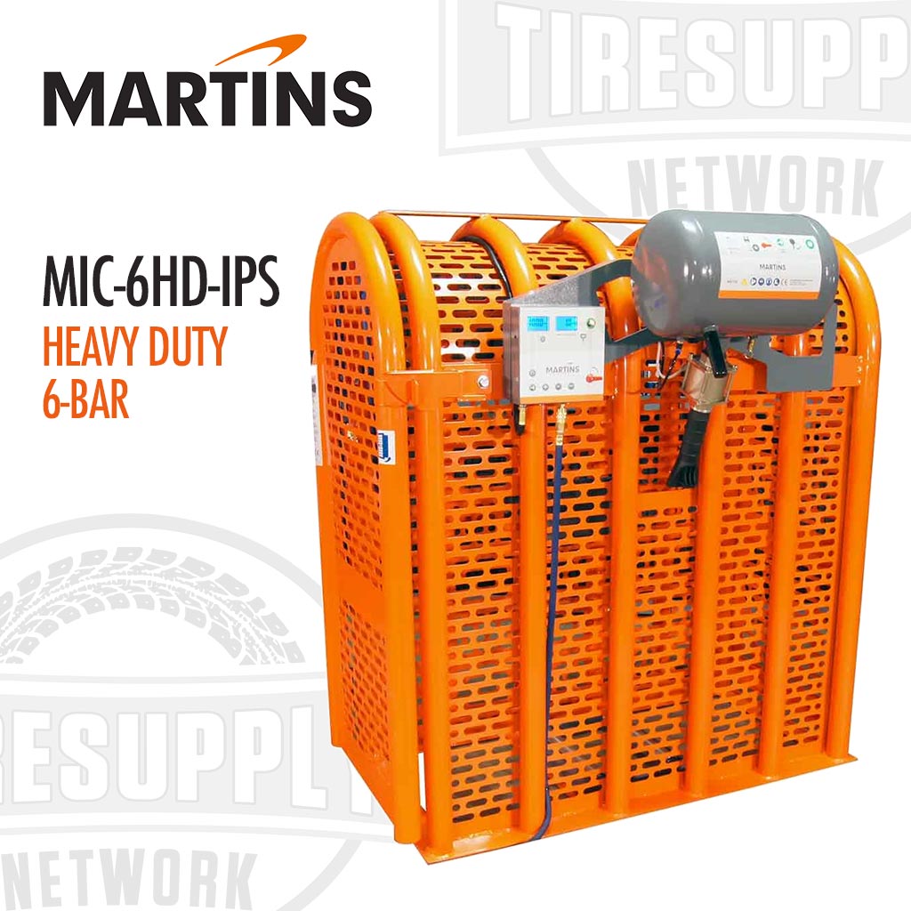 Martins | 6-Bar All-In-One Tire Inflation Pit Stop with Tire Cage & Bead Seater (MIC-6HD-IPS)