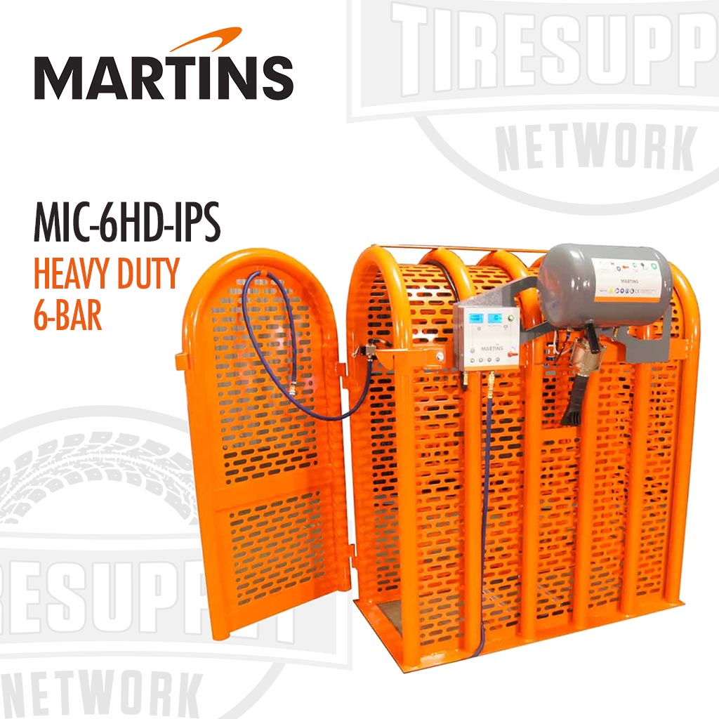 Martins | 6-Bar All-In-One Tire Inflation Pit Stop with Tire Cage & Bead Seater (MIC-6HD-IPS)