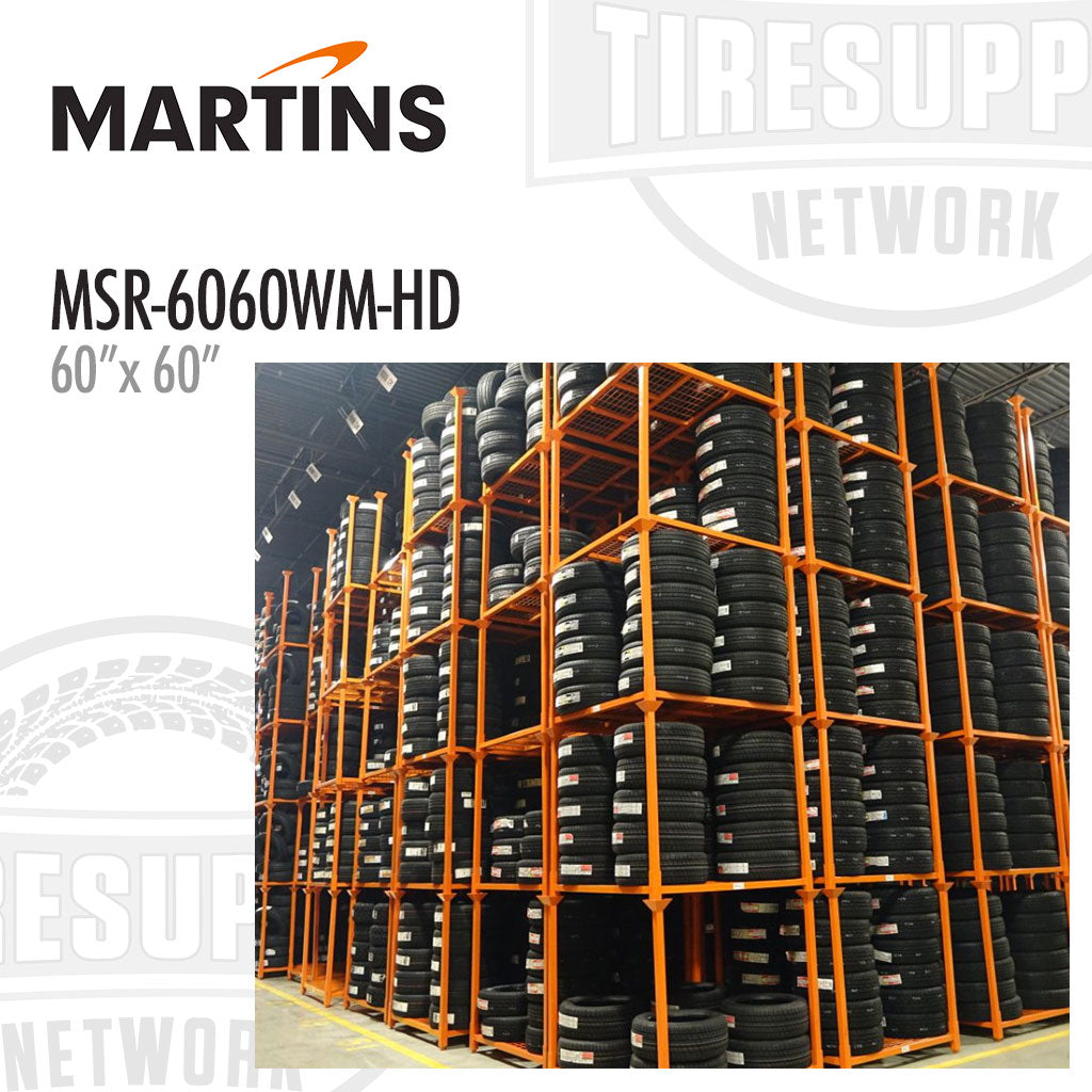 Martins MSR-6060WM-HD | 60’’ x 60’’ Stacking Tire Rack with Wire Mesh Decking