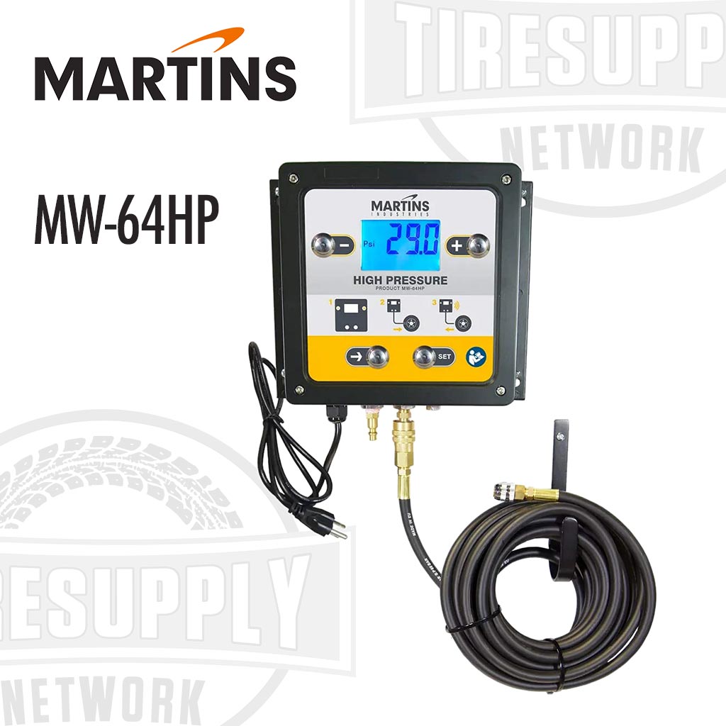 Martins | Flatematic High-Pressure Wall-Mount Automatic Tire Inflator with 25′ Hose (MW-64HP)