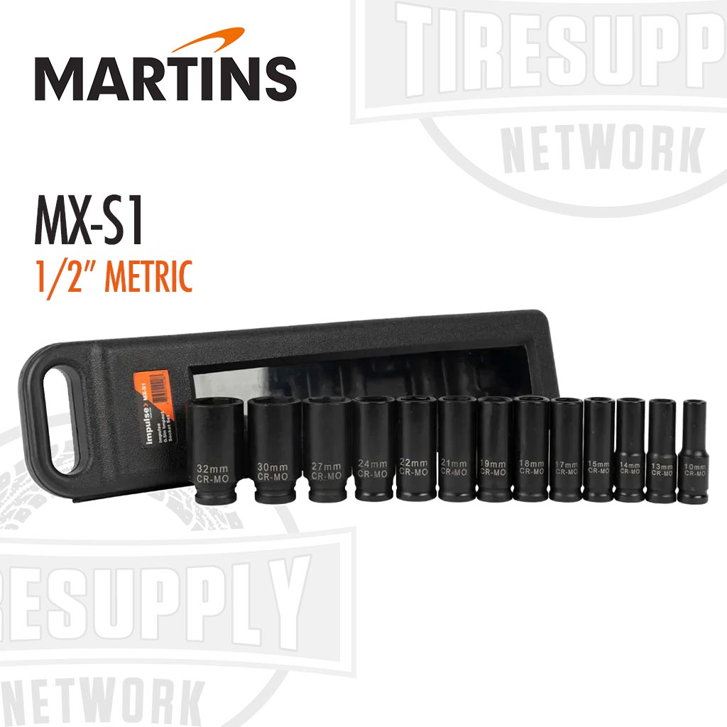 Martins | Impulse 1/2″ Drive 13-Piece Metric Impact Socket Set (MX-S1)