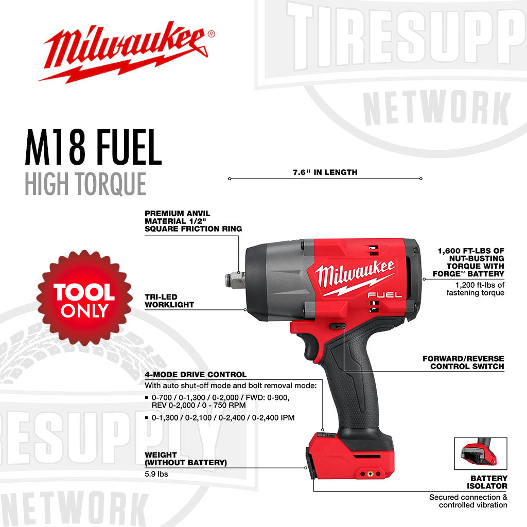 Milwaukee | M18 FUEL 1/2" High Torque Impact Wrench w/ Friction Ring (MLW2967-20)