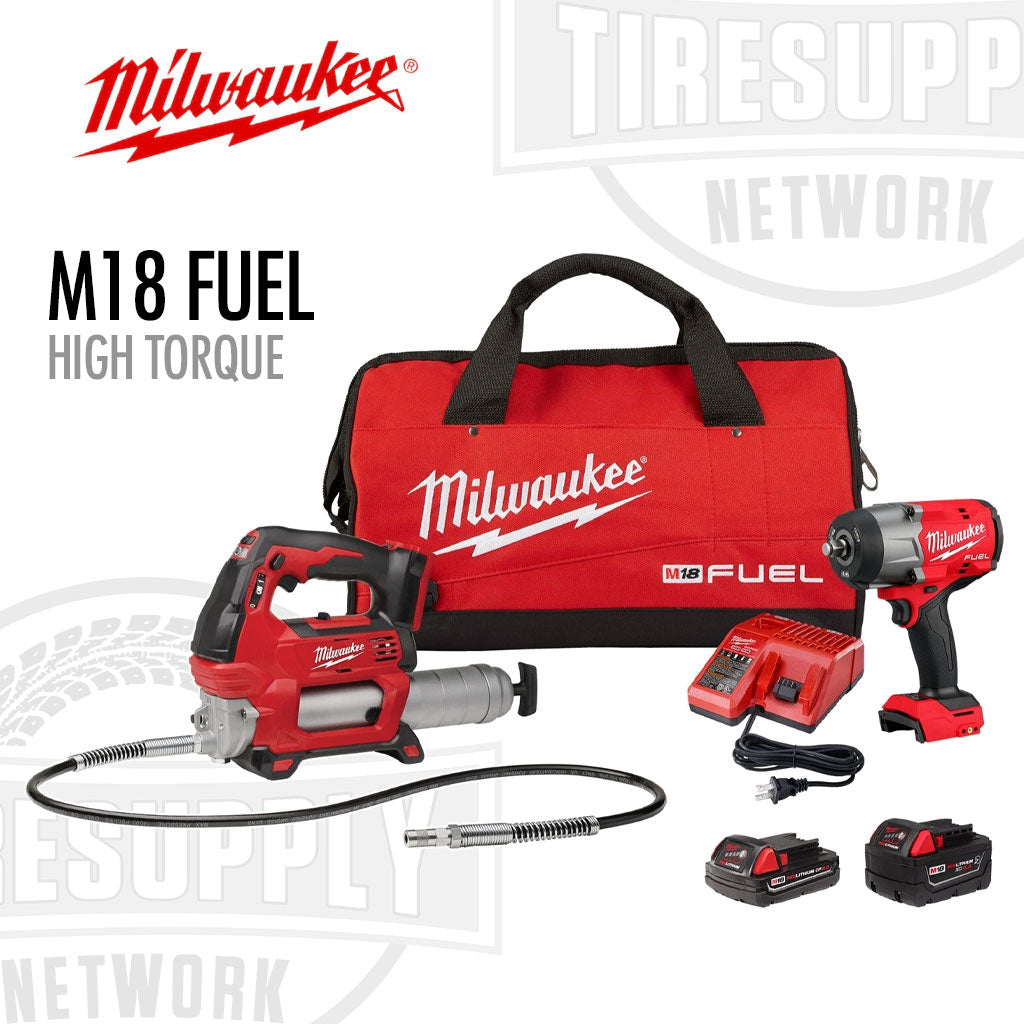 Milwaukee | M18 FUEL 1/2" HTIW w/Friction Ring & Grease Gun Combo Kit (MLW2967-22GG)