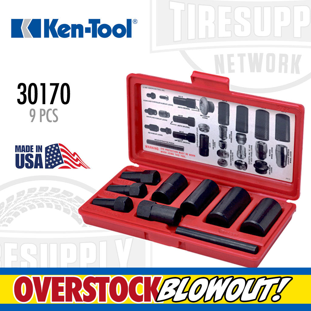 Ken Tool 30170 | 1/2" Drive 9-Piece Wheel Cover & Lock Remover Kit