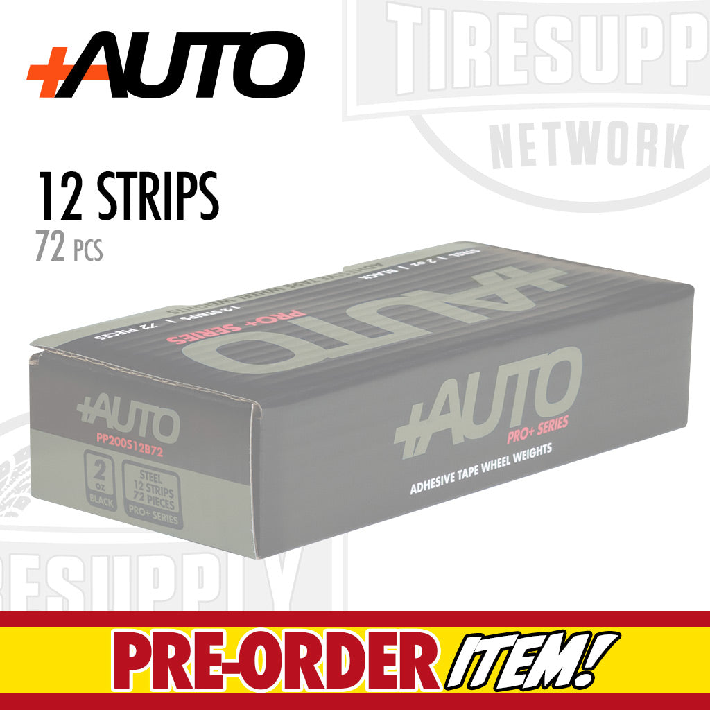 +AUTO PP200S12B72 | Steel 2 oz Stick-On Adhesive Tape Wheel Weight - 12 strips | 72 pcs | Black