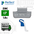Perfect Equipment Zinc I7 clip on weights, made for trucks, 1.0oz