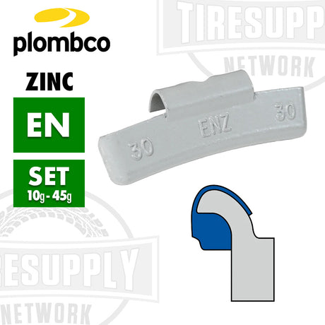 Plombco Zinc ENZC clip on wheel weight, 10g - 45g EN set