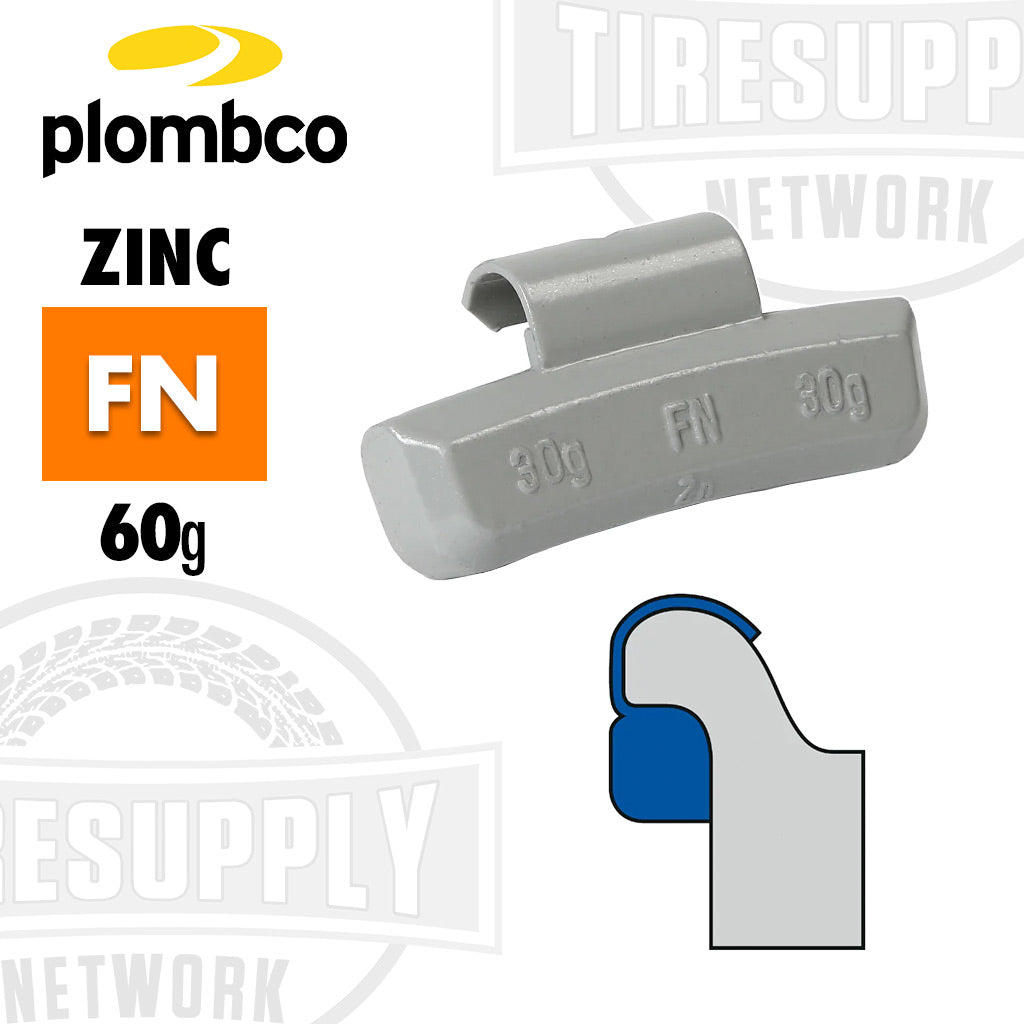 Plombco Zinc FN clip on wheel weights, 60g