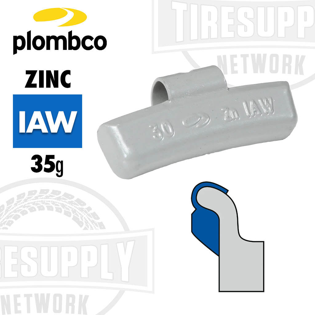 Plombco Zinc IAWZS clip on wheel weight, 35g