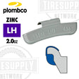Plombco Zinc LH clip on wheel weight, 2.0oz