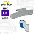 Plombco Zinc LH clip on wheel weight, 2.75oz