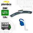 Plombco Zinc LT1 clip on wheel weights, made for trucks, 1.0oz