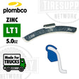 Plombco Zinc LT1 clip on wheel weights, made for trucks, 5.0oz
