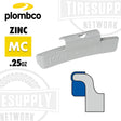 Plombco Zinc MC clip on wheel weight, .25oz