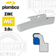 Plombco Zinc MC clip on wheel weight, 2.0oz