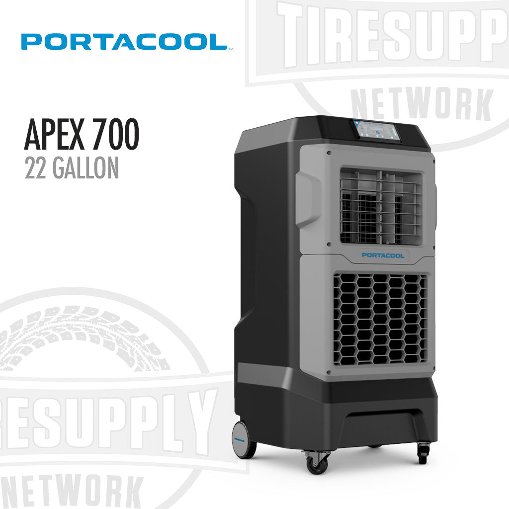 Portacool Apex 700 22 Gallon dehumidifier on a white background with visible branding. Portacool | Apex 700 Compact Cooling Powerhouse - 22 Gallons (PACA07001A1)