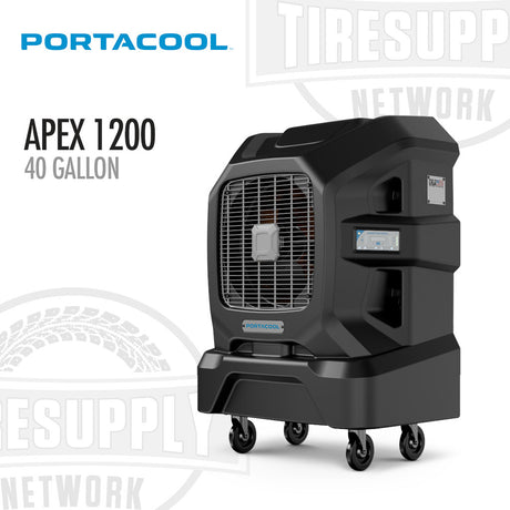 Portacool Apex 1200 40 Gallon portable cooler on a white background with TireSupply Network branding. Portacool | Apex 1200 Utility Player - 40 Gallons (PACA12001A1)