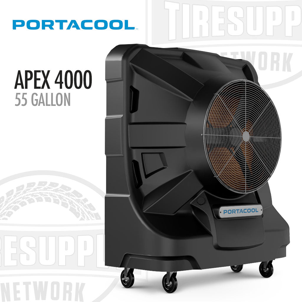 Portacool Apex 4000 55 gallon air cooler on a white background. Portacool | Apex 4000 Large and in Charge - 55 Gallons (PACA40001A1)