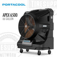 Portacool Apex 6500 water cooler on a white background with visible branding. Portacool | Apex 6500 Extreme Cooling for Large Spaces - 66 Gallons (PACA65001A1)