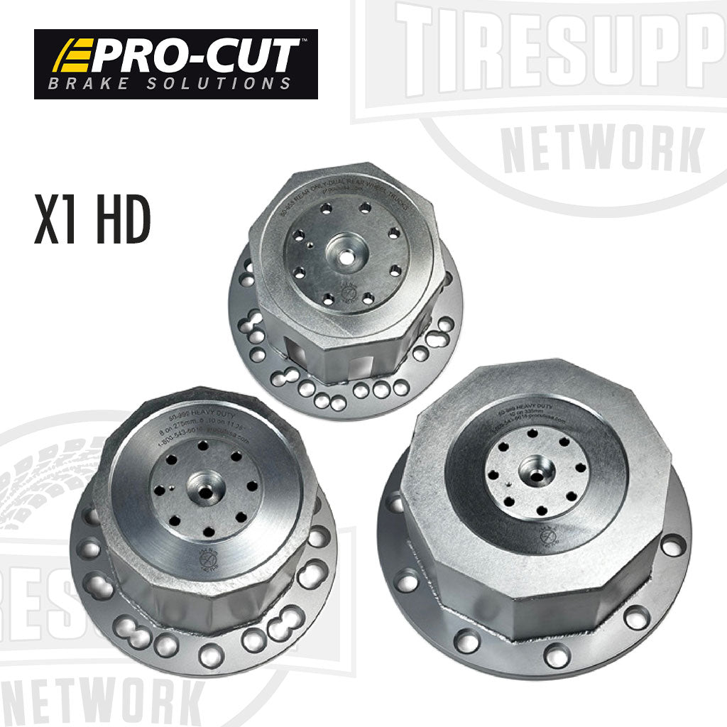 Three metallic brake rotors with Pro-Cut. X1 HD