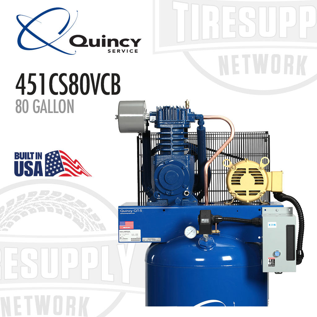 Quincy | Two-Stage 80 Gallon QT 5HP Air Compressor 230V, 1PH - Vertical PRO (451CS80VCB)