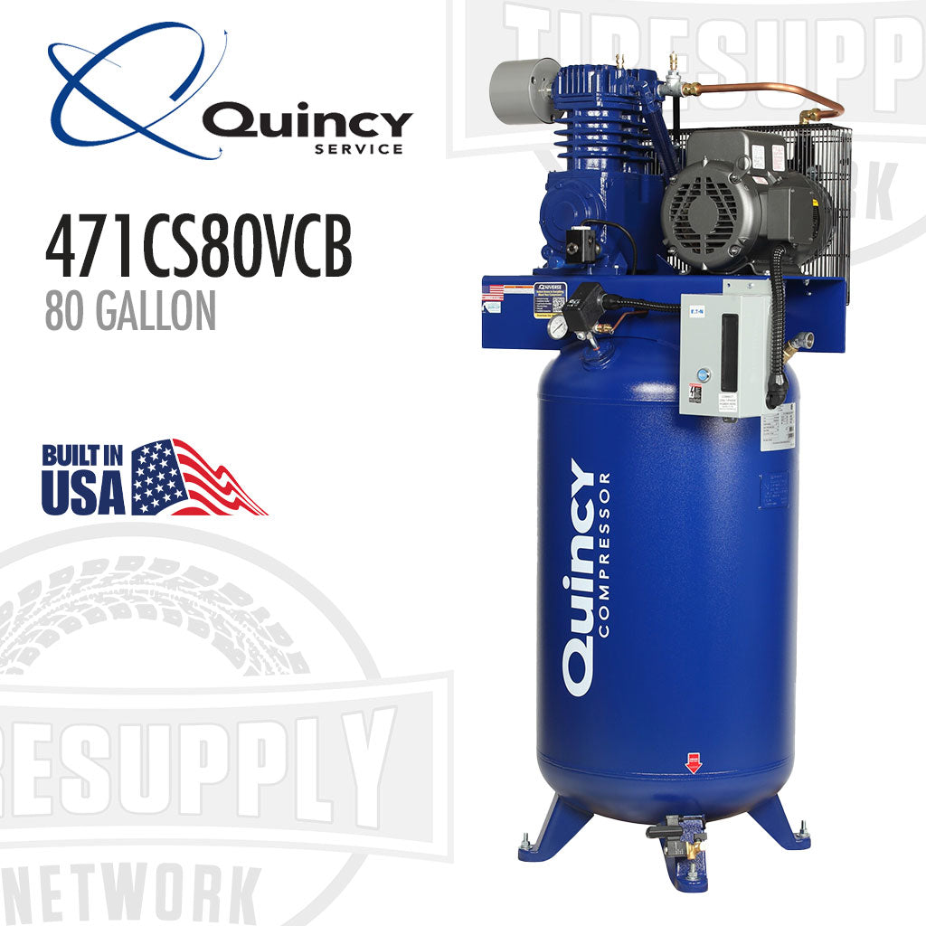 Quincy | Two-Stage 80 Gallon QT 7.5HP Air Compressor 230V, 1PH - Vertical PRO (471CS80VCB)