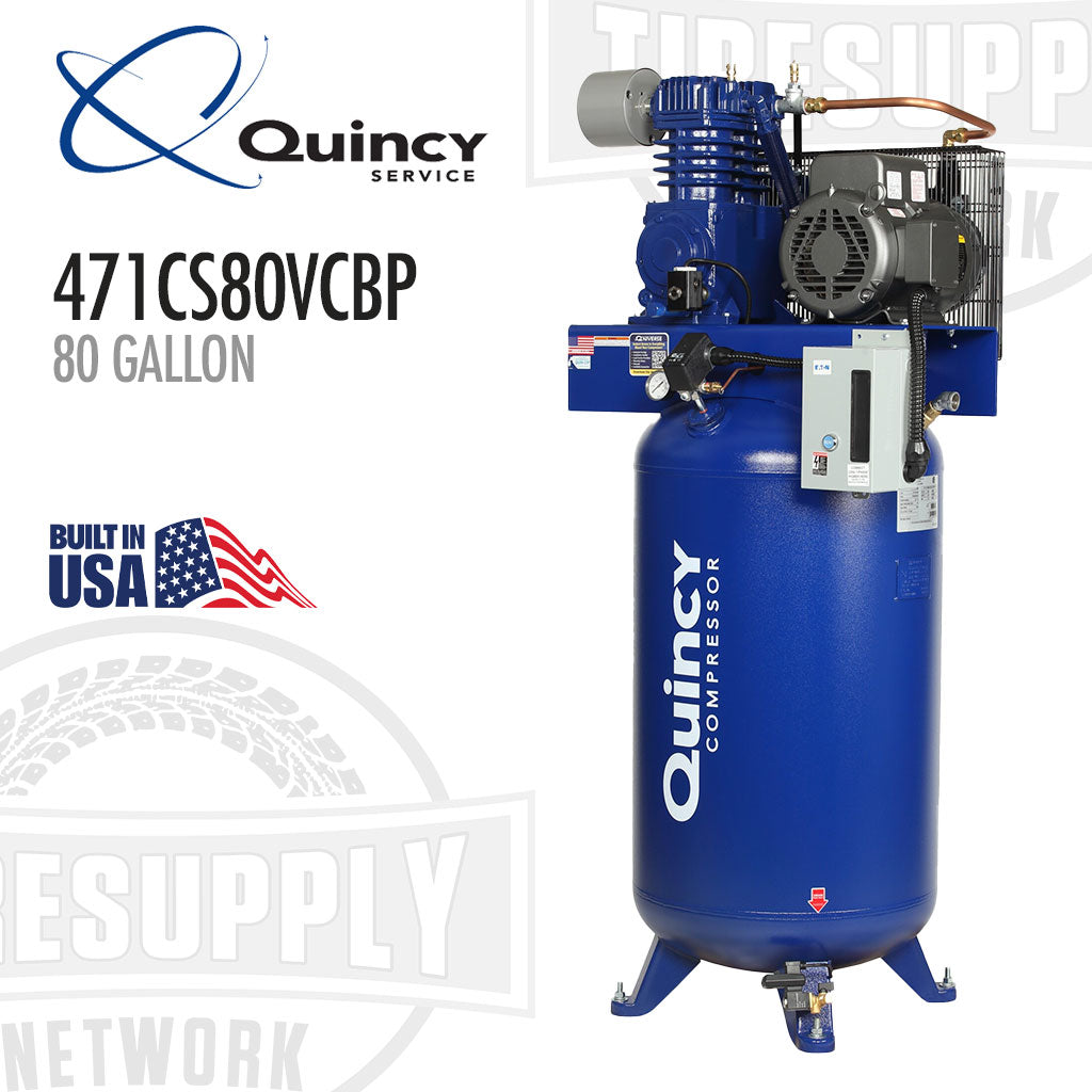 Quincy Service, 417CS80VCBP, 80 gallon air compressor vertical, Built in USA