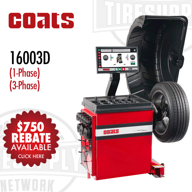 Coats 16003D 1-phase or 3-phase direct drive wheel balancer