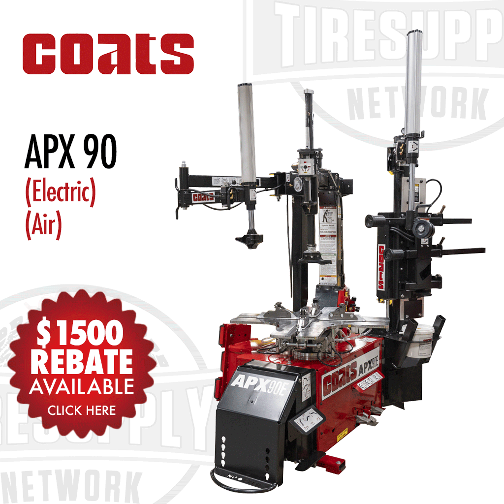 Coats APX 90 Rim Clamp Tire Changer with Robo-Arm & Robo-Roller Tool - Electric or Air Motor APX90