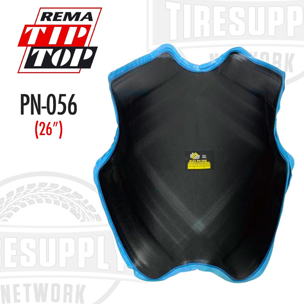A black REMA TIP TOP bias repair unit for tires, model PN-056, size 26", with a blue edge.