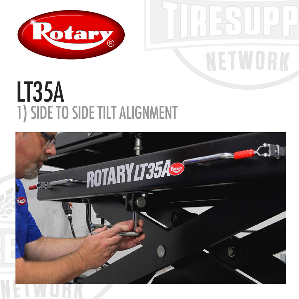 Rotary LT35A Air hydraulic Lifting Table, side to side tilt alignment.