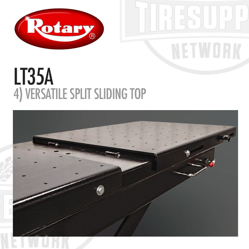 Rotary LT35A Air hydraulic Lifting Table, versatile split sliding top.