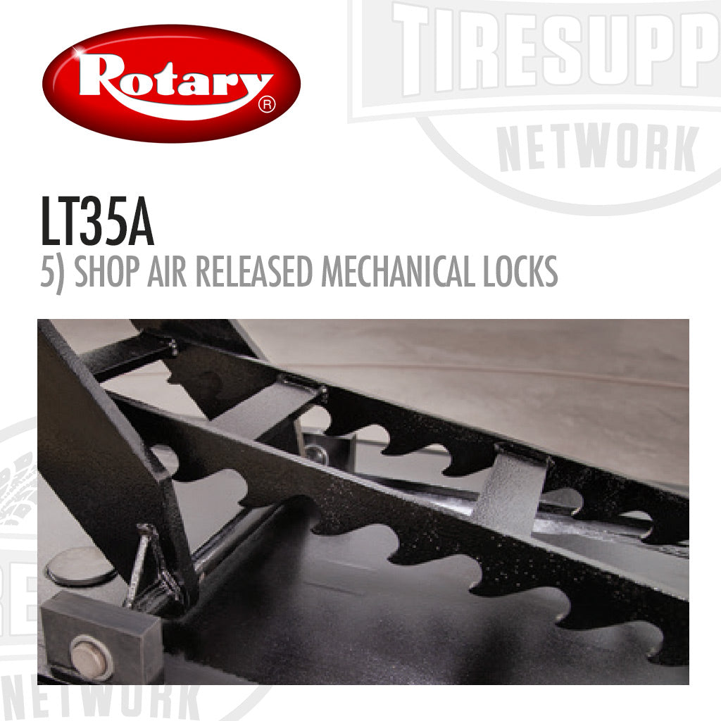 Rotary LT35A Air hydraulic Lifting Table, shop air release mechanical locks.