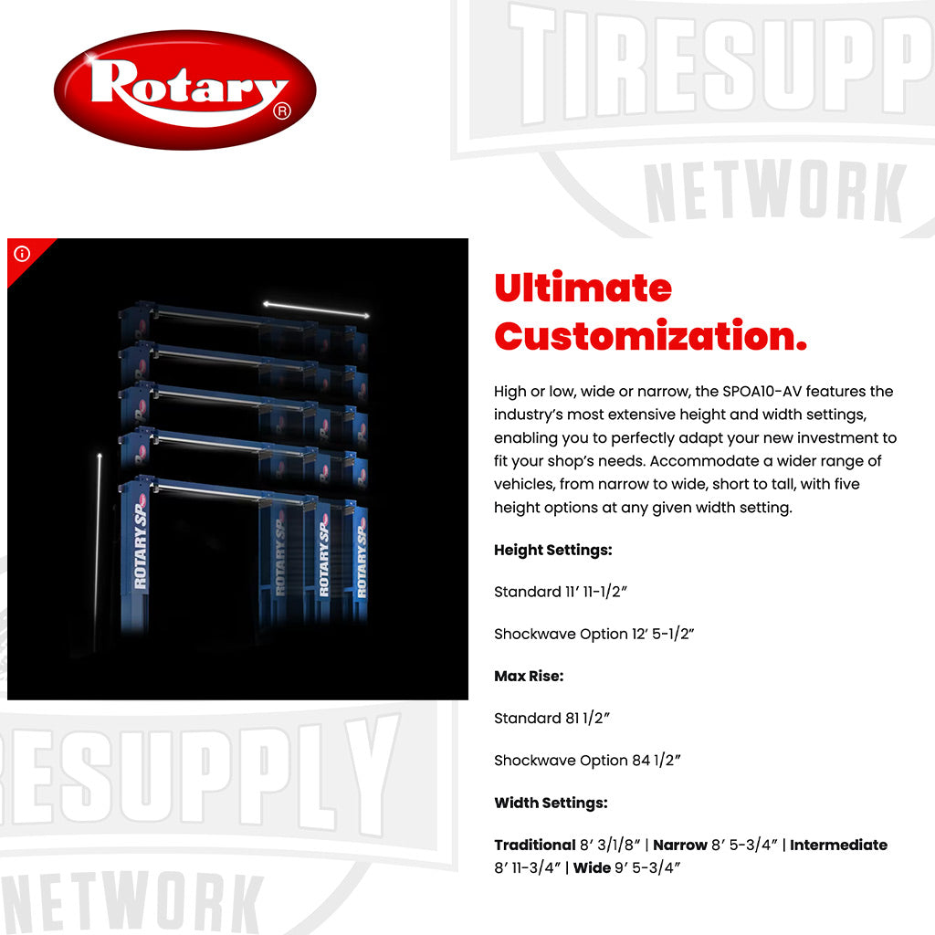 Rotary SPOA10-AV | 2-Post Lift 10,000 lbs Capacity - Shockwave Power